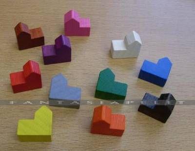 Wooden Pawns, Churches (9, Multi-color) (5 Sets)