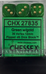 Vortex: 12mm D6 Green/gold Block (36)