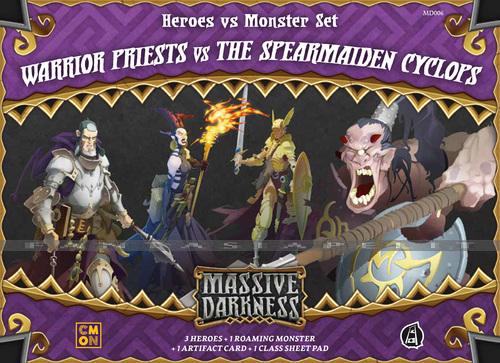 Massive Darkness: Heroes & Monsters Set -Warrior Priests vs The Spearmaiden Cyclops