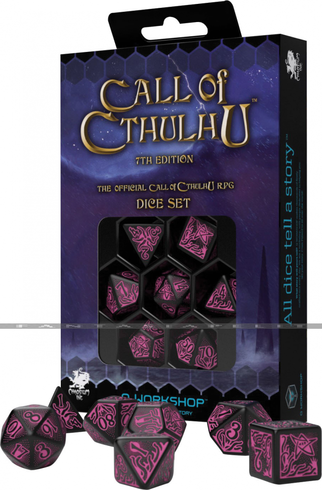 Call of Cthulhu: 7th Edition Black & Magenta Dice Set (7)