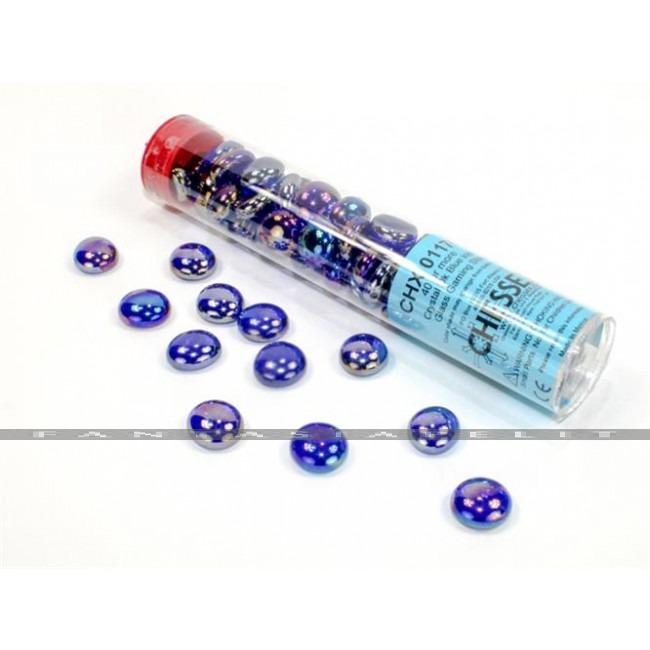 Crystal Dark Blue Iridized Glass Stones in 5.5 inch Tube (40)