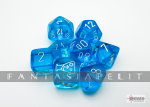 Lab Dice 7: Translucent Polyhedral Tropical Blue/white 7-Die Set (with bonus die)
