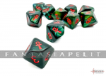 Scarab Jade/red Ankh D10 Dice Block (10) Green/red numbers