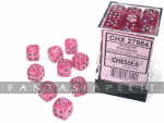 Borealis: 12mm d6 Pink/silver Luminary Dice Block (36 dice) 