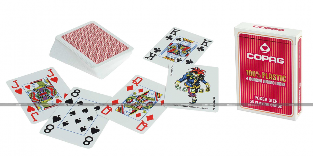 Copag pelikortit (muoviset) punaisella taustalla - kuva 2