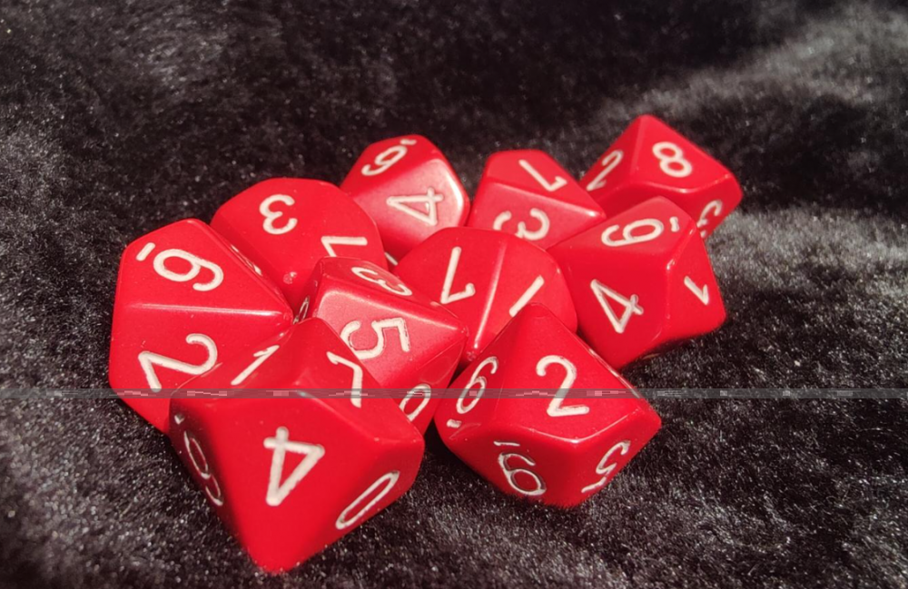 Opaque: Poly D10 Red/White (10)