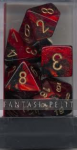 Gemini 3: Polyhedral Black-Red/Gold 7-Die Set