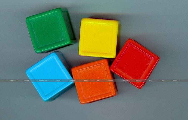 Plastic 24mm Sticker Dice, 5 Primary Colors (5 Sets)