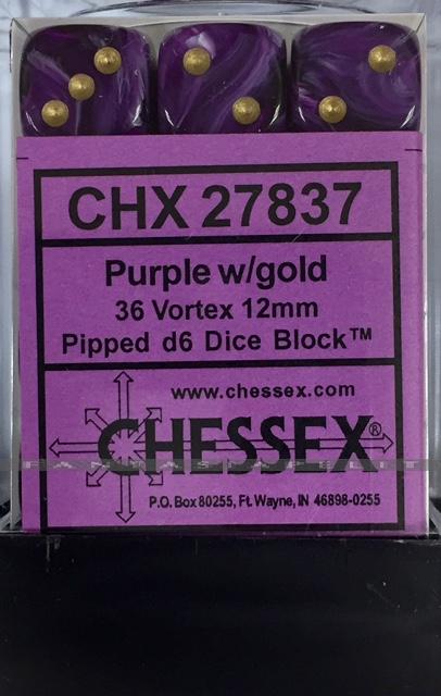 Vortex: 12mm D6 Purple/Gold Block (36)
