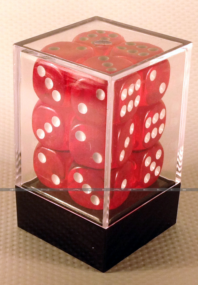 12 x 6-sivuinen pisteellinen gemnoppa Punainen, kuutio