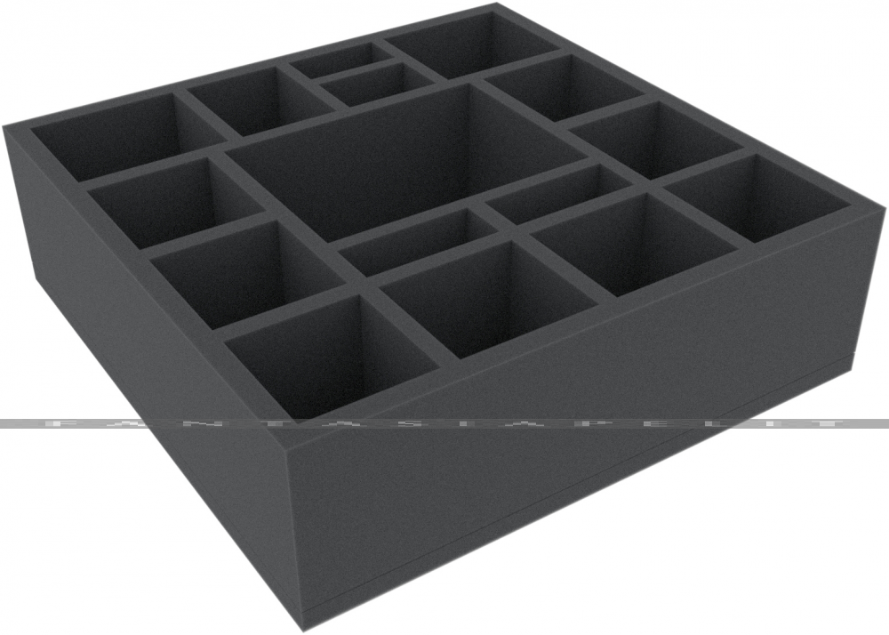 285 mm x 285 mm x 85 mm Foam Tray for Board Games – 16 Compartments