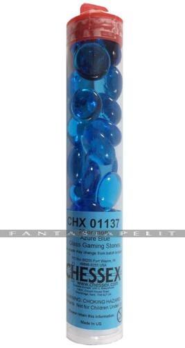 Azure Blue Glass Stones in 5.5 inch Tube (20+)