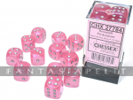 Borealis: 16mm d6 Pink/silver Luminary Dice Block (12 dice) 