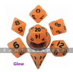kuva tuotteesta on linkki tuotesivulle: 10mm Mini Polyhedral Dice set: Glow in the Dark Orange