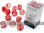 Nebula: 16mm d6 Red/silver Luminary Dice Block (12 dice)