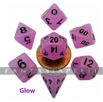 kuva tuotteesta on linkki tuotesivulle: 10mm Mini Polyhedral Dice set: Glow in the Dark Purple