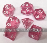 Transparent Dice Set Rose/Roosa gemnoppasetti (7 noppaa)