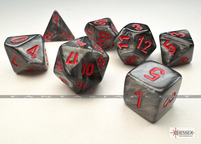 Velvet: Mini-Polyhedral Black/red 7-Die Set