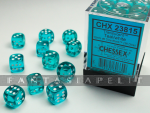 Translucent: 12mm D6 Teal/White (36)