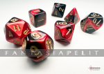 Gemini: Mini-Polyhedral Black-Red/gold 7-Die Set