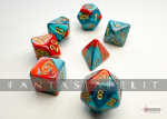 Gemini: Mini-Polyhedral Red-Teal/gold 7-Die Set