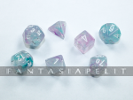 Nebula: Mini-Polyhedral Wisteria/white 7-Die set