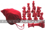 Chaos Chess: Red Chess Set with Extra Queen & Bag