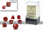 Glitter: Mini-Polyhedral Ruby/gold 7-Die Set