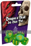 Dragon & Skull Dice Pack, Green Glitter