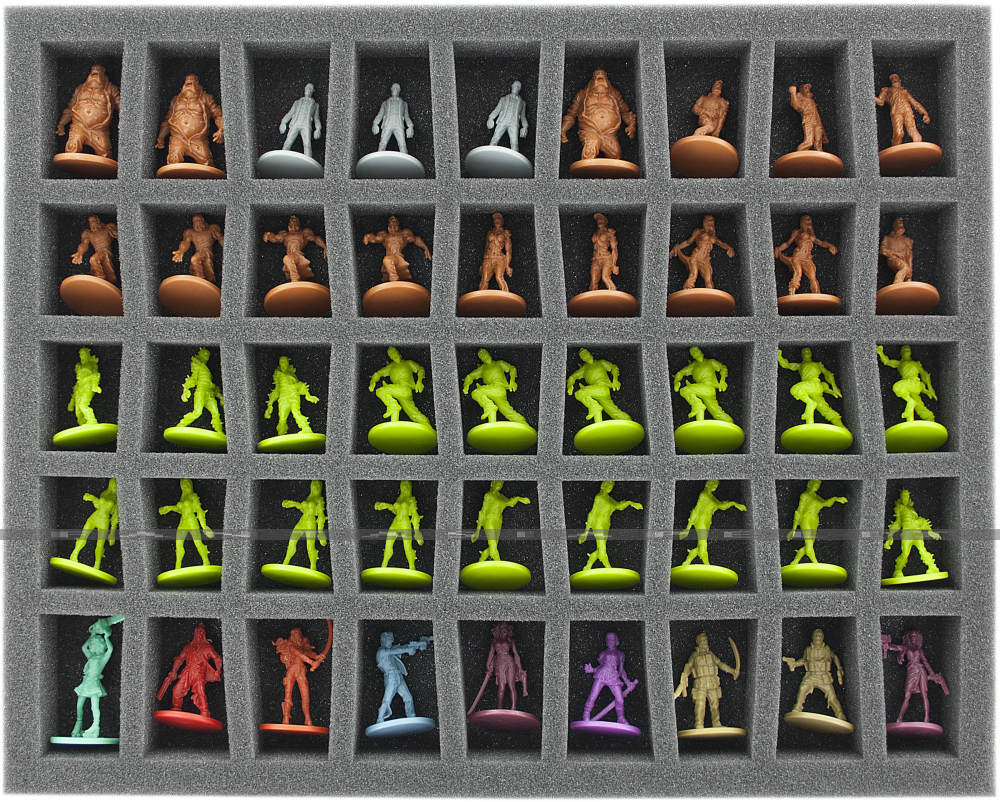 Foam Tray 35 mm (1.38 inch) with 45 Conical Slots For Zombicide Miniatures