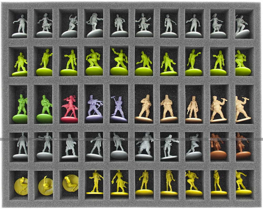 Foam Tray 35 mm (1.38 inch) Full-size with 50 Slots For Zombicide Accessories And Miniatures