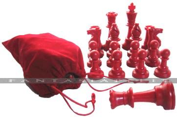 Chaos Chess: Red Chess Set with Extra Queen & Bag