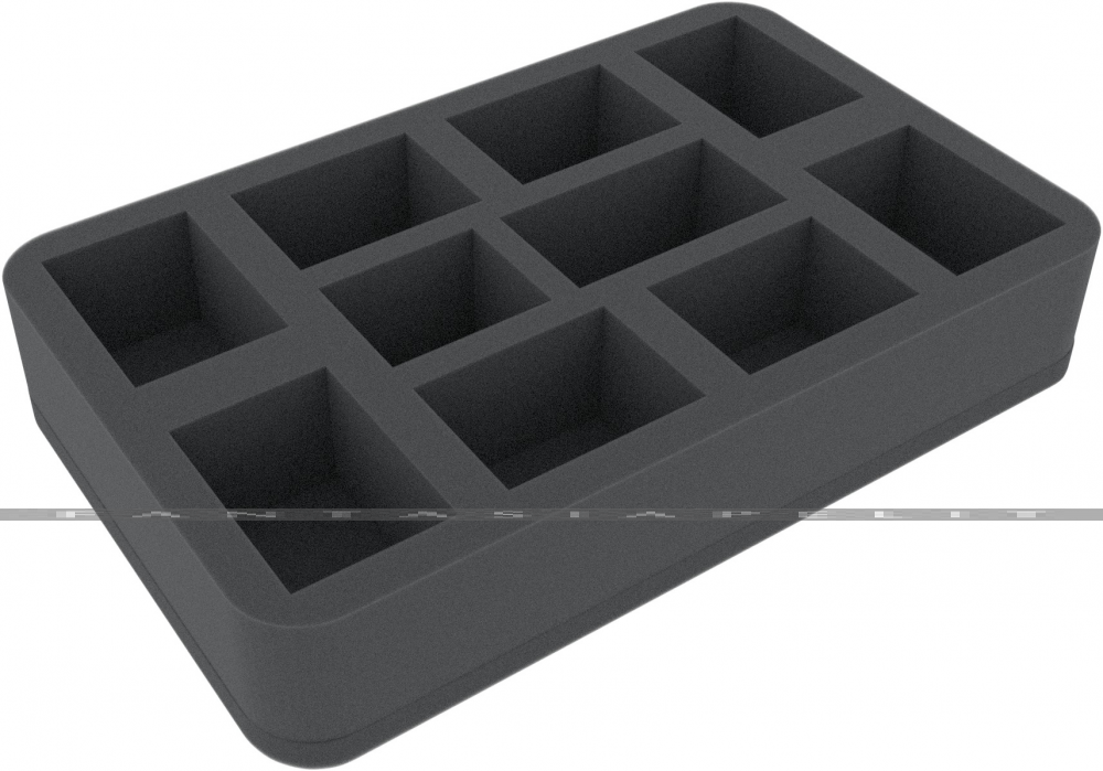 50 mm (1.96 inches) half-size foam tray for 10 Shadespire miniatures