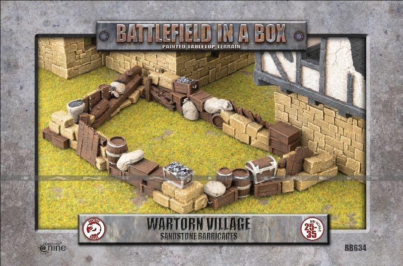 Battlefield in a Box - Wartorn Village: Barricades, Sandstone (30mm)